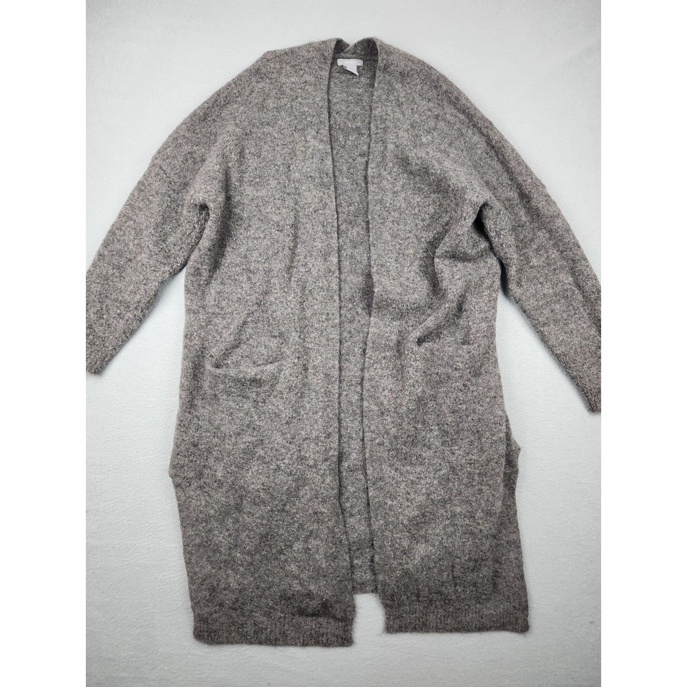 Lindex Cardigan Sweater Womens L Gray Alpaca Wool Blend Open Front Pockets Knit